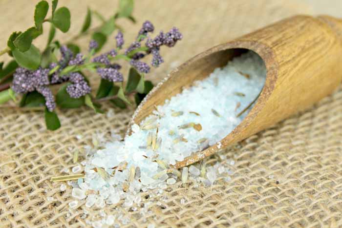 Make these homemade bath salts with essential oils that help soothe sore muscles