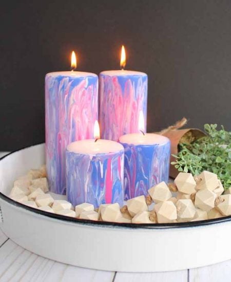 how to add marbled paint to candles