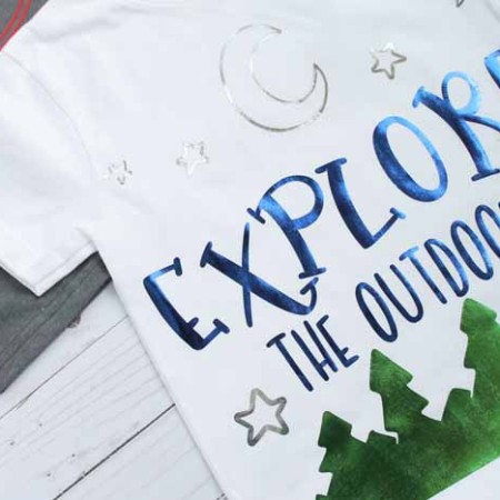 shirts for camping made with heat transfer vinyl