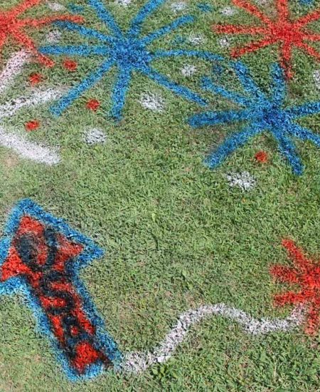 Learn how to use chalk spray paint to create fun and creative projects on your lawn this summer! The kids will love this summer boredom buster!