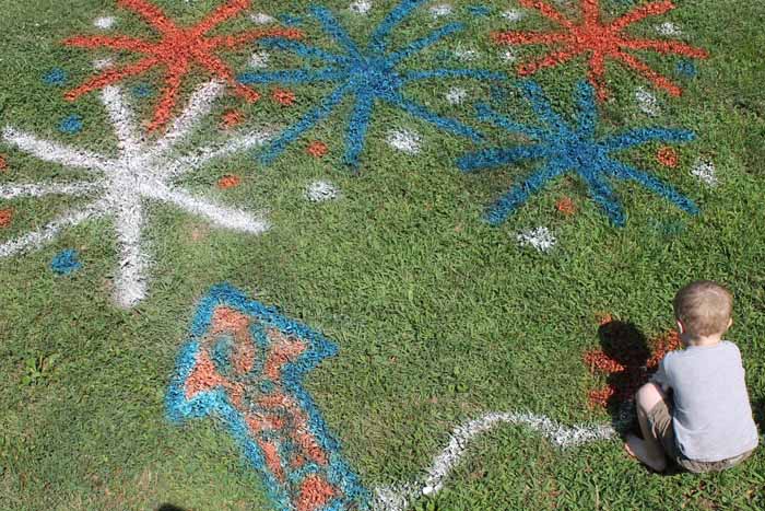 summer decorations spray painted on the grass