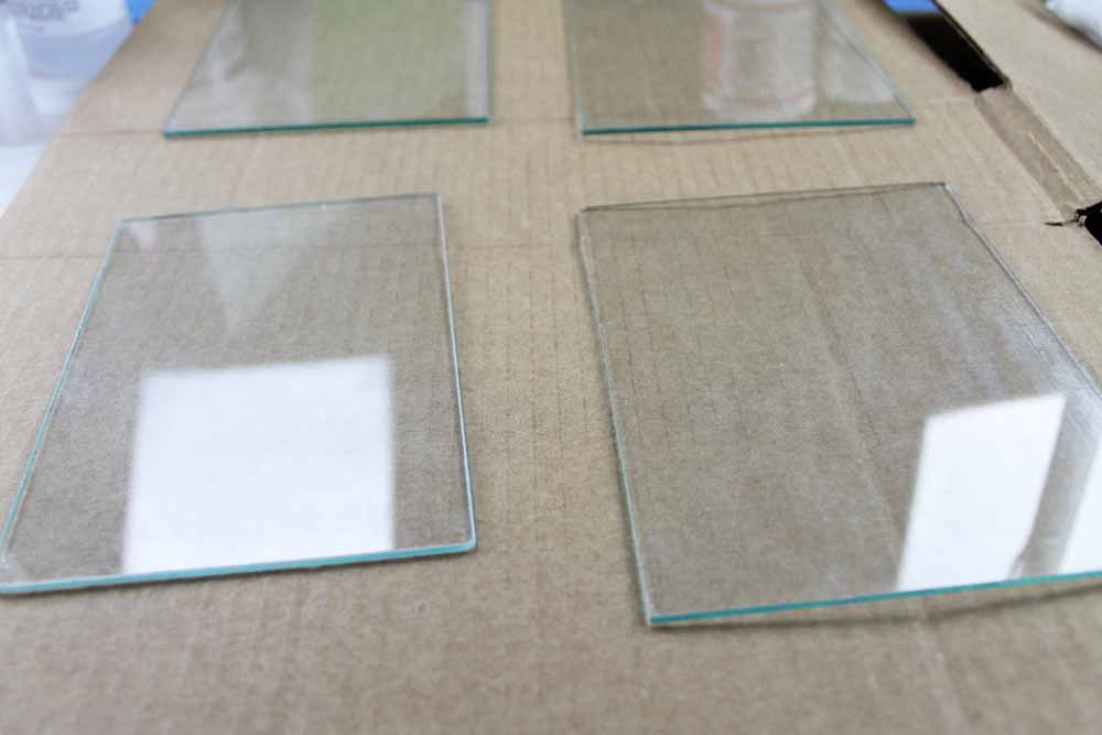 glass panels from a lantern on a table