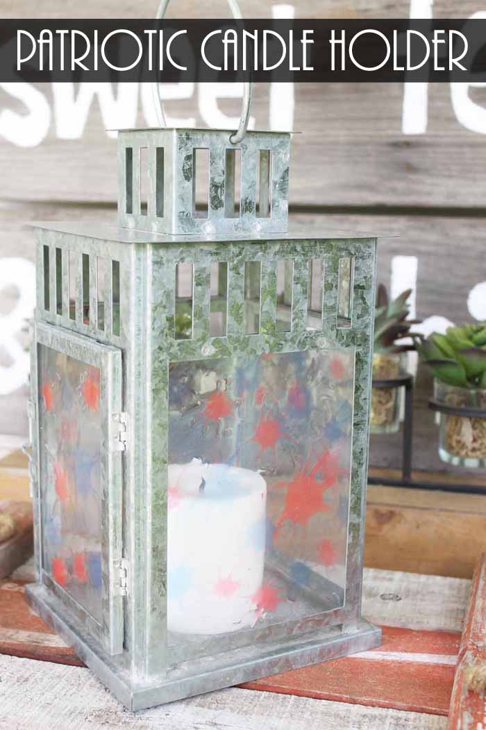 patriotic candle holder from a lantern