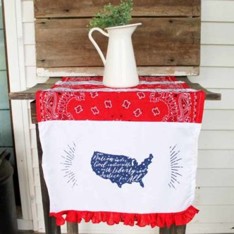 Make these Fourth of July decorations with Chalk Couture for your patriotic celebration! An easy table runner and so many other ideas with this reusable transfer!