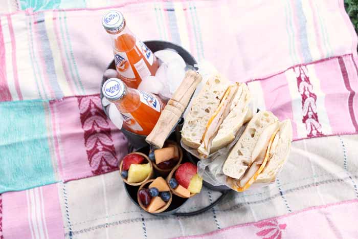 galvanized container with picnic food