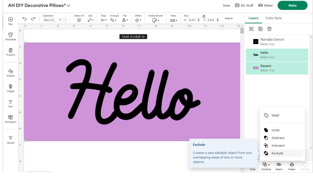 Adding weeding box to create stencil in Cricut design space
