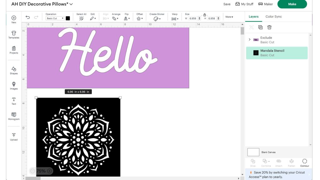Finished stencil images in design space