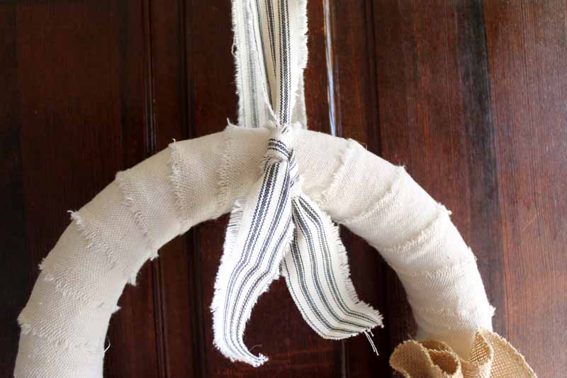Fabric used to hang a wreath