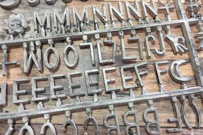 letterboard letters painted to look like galvanized metal