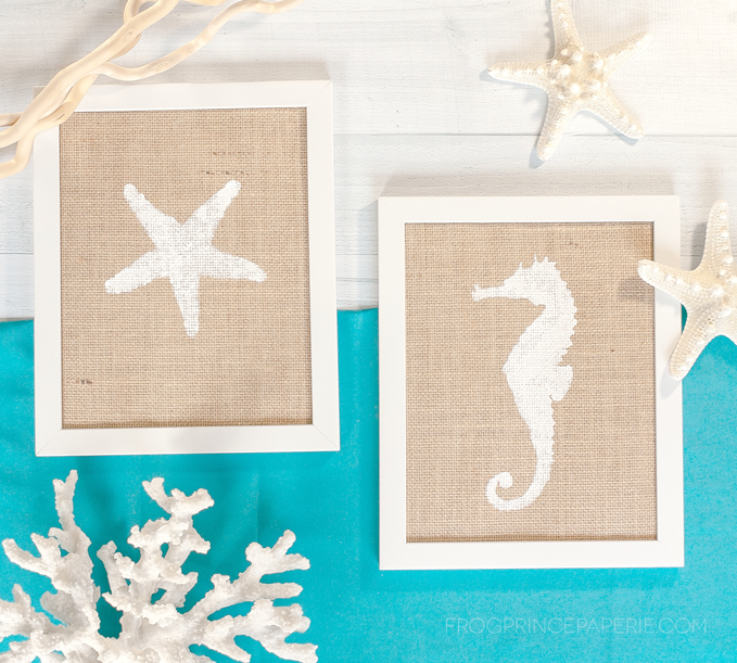 burlap beach decor frames