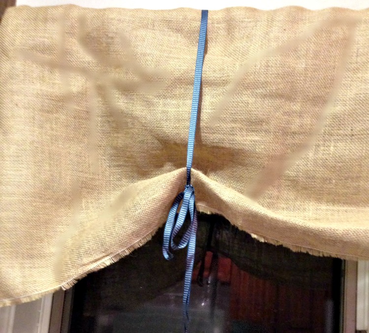 ribbon on burlap curtains