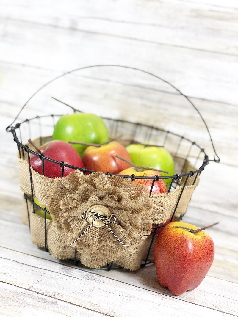 burlap on a wire basket