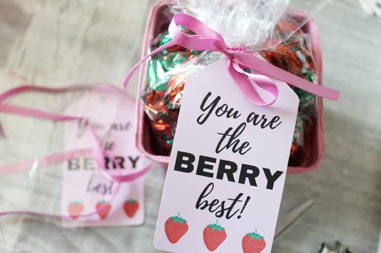 berry tags tied onto small gifts