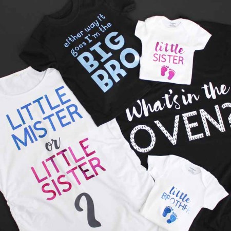 Cut files for your Cricut to make gender reveal shirts.