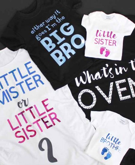 Cut files for your Cricut to make gender reveal shirts.