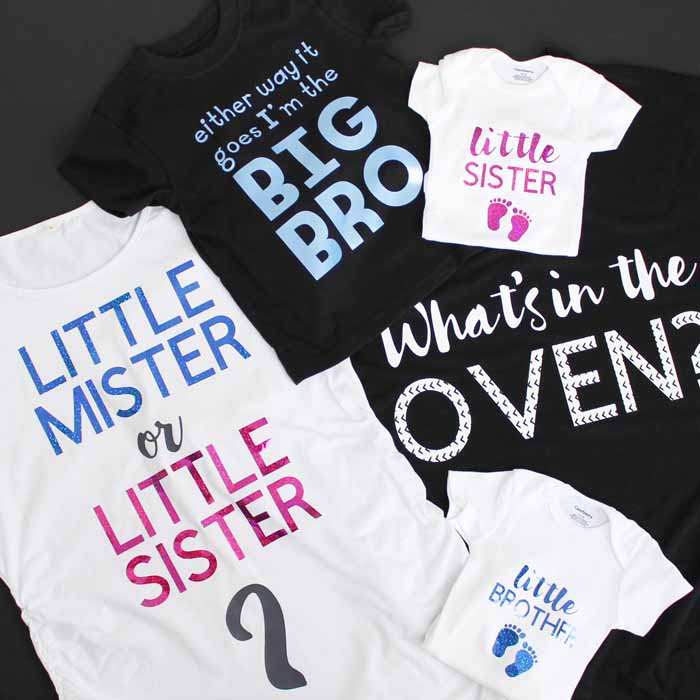 Make gender reveal shirts for the whole family 