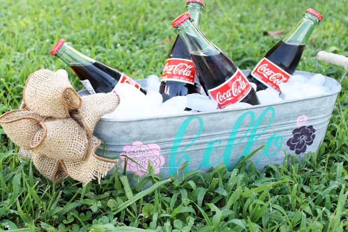 beverage tub with coke bottles