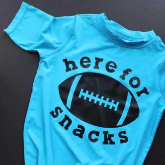 Learn all about SportFlex Iron-on and making shirts with some stretch in them! Get the cut file for this great toddler football shirt as well!