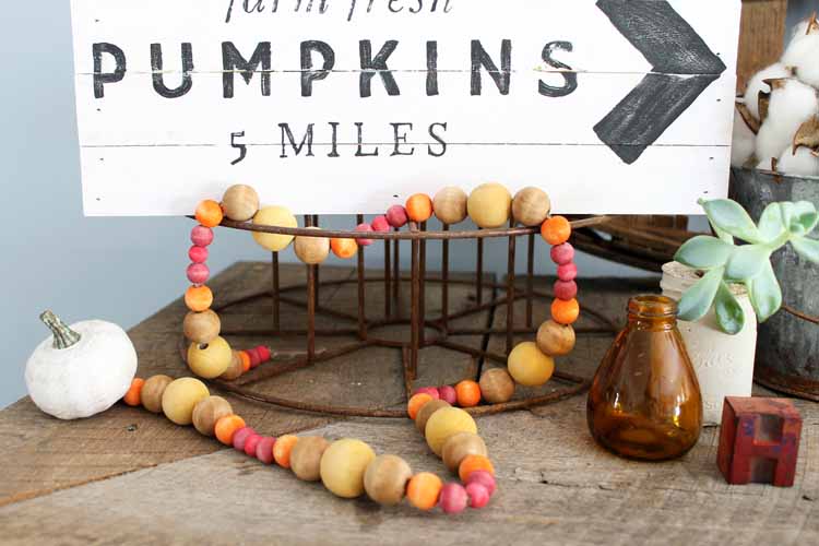 make a farmhouse style garland with wood beads