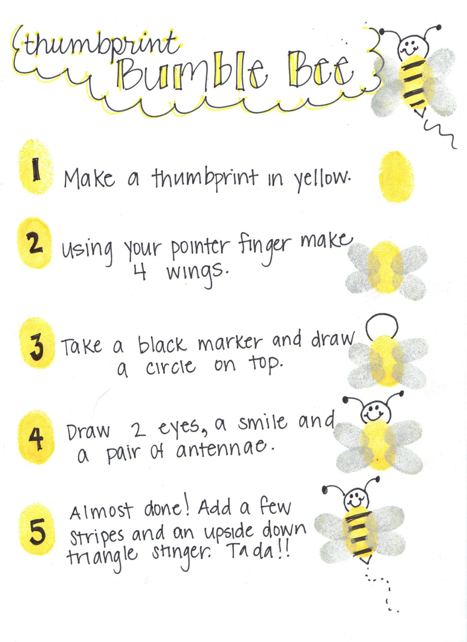 how to draw a thumbprint bee graphic