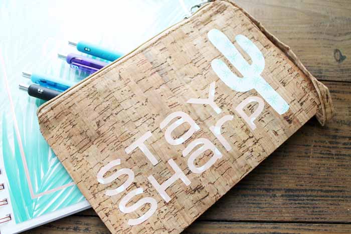 stay sharp pencil case made on a cricut