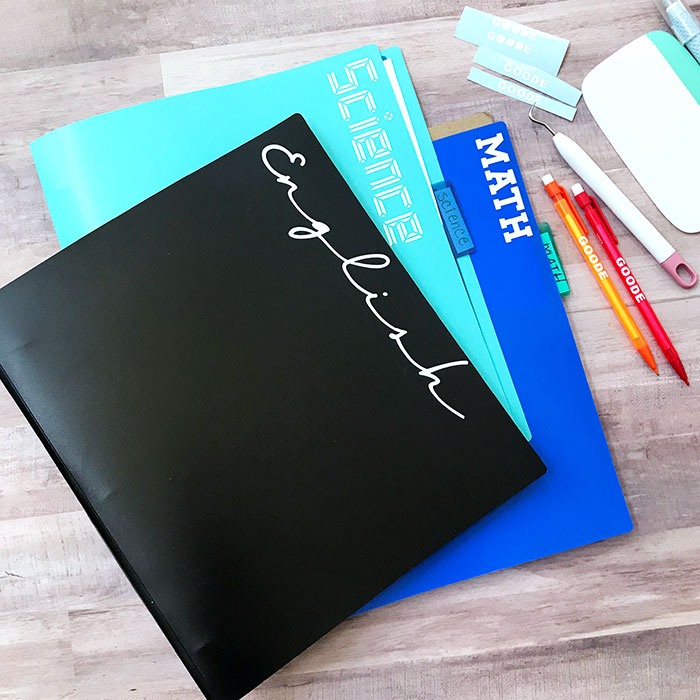 how to label school supplies with your cricut
