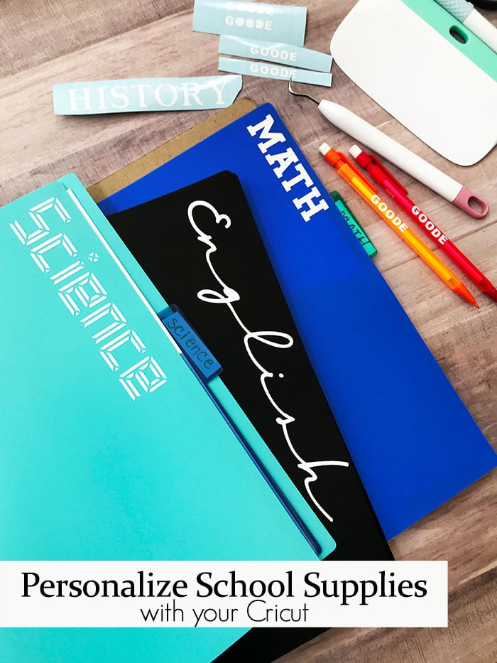 labeling school supplies with a cricut