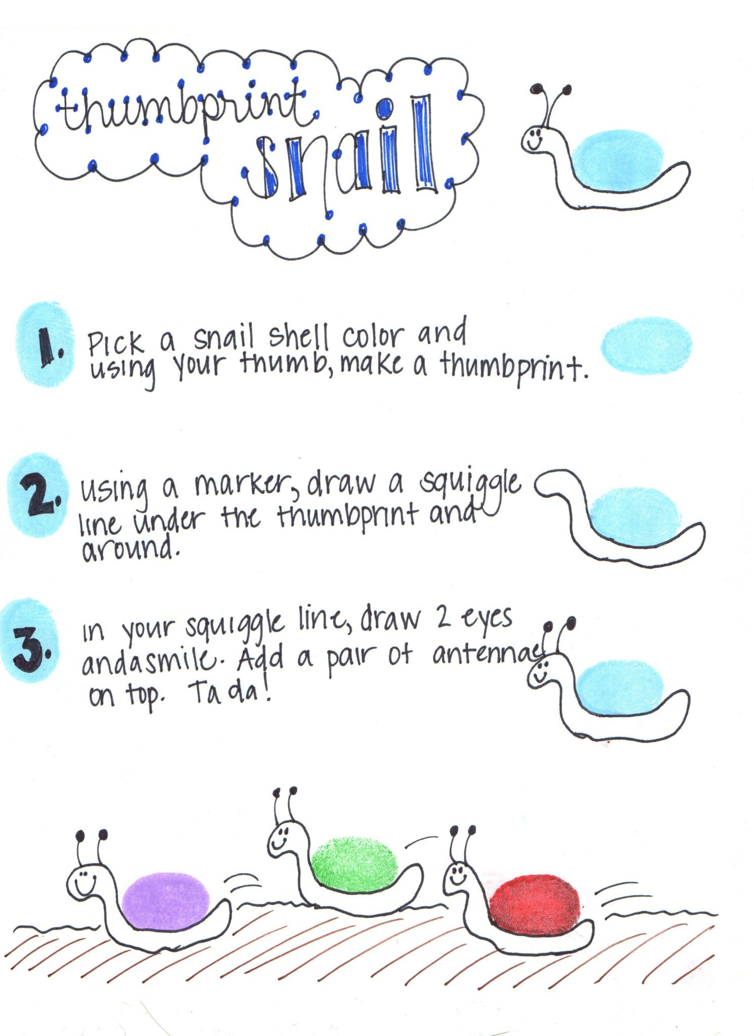 How to draw a thumbprint snail graphic