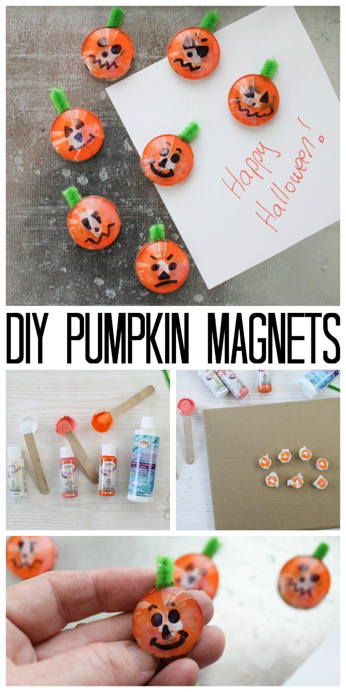 Want to make some easy Halloween crafts for kids? Try this Halloween magnet craft and have a fun Testors Crafternoons in your own home! #testorscrafternoons #testors #kidscraft #pumpkins #halloween