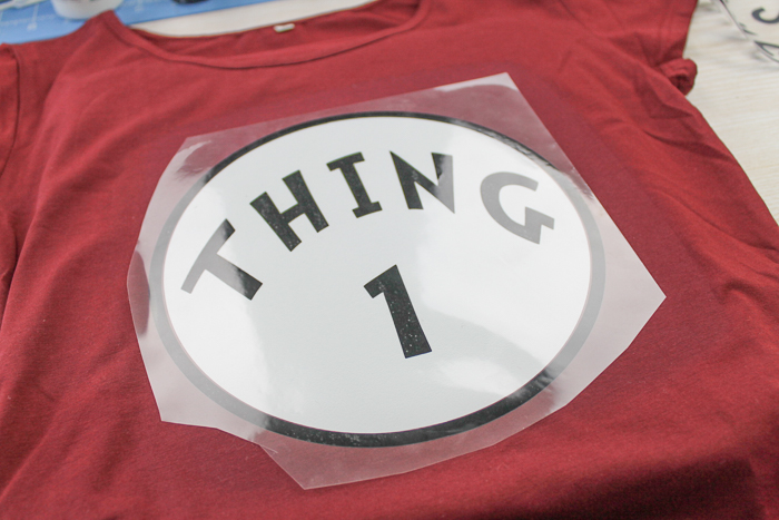 thing 1 heat transfer vinyl on a shirt