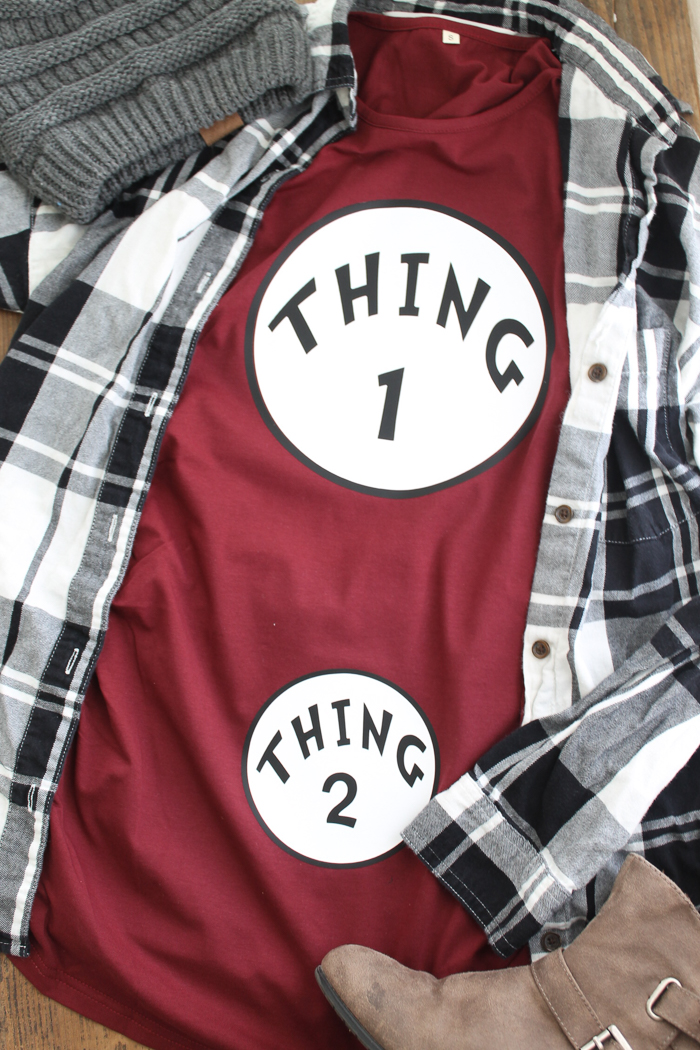thing 1 and thing 2 htv on a shirt
