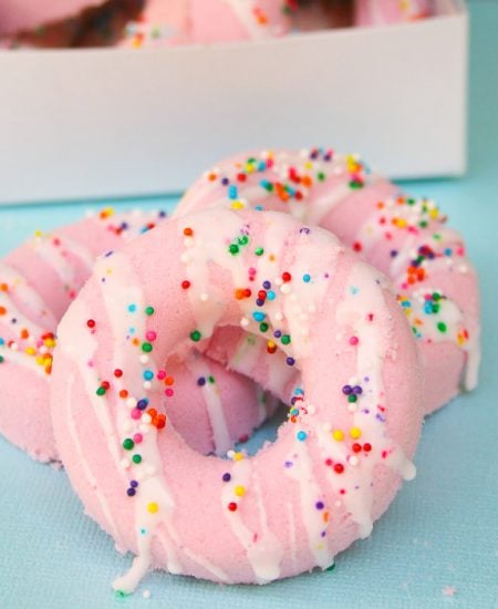 donut shaped bath bomb on a table