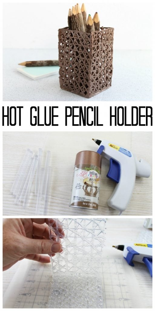 pencil holder craft idea with hot glue