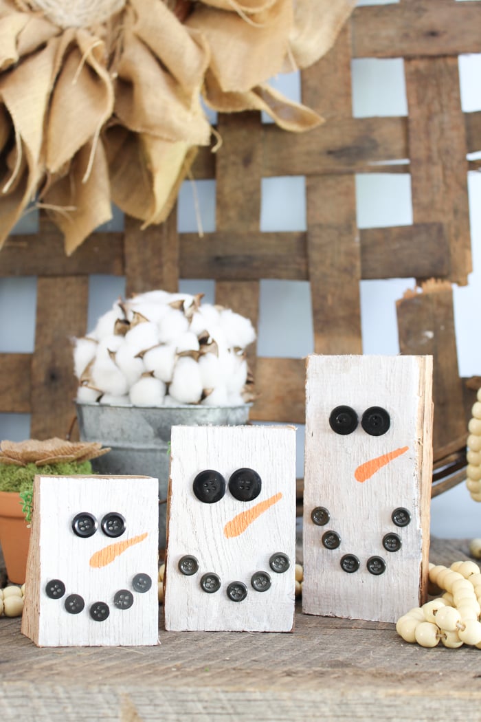 rustic snowmen from scrap wood