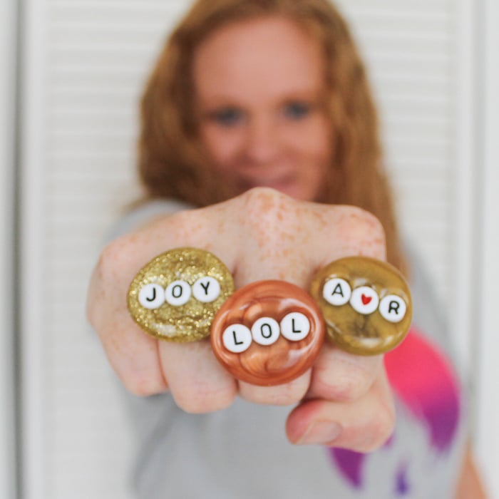 statement rings made with hot glue