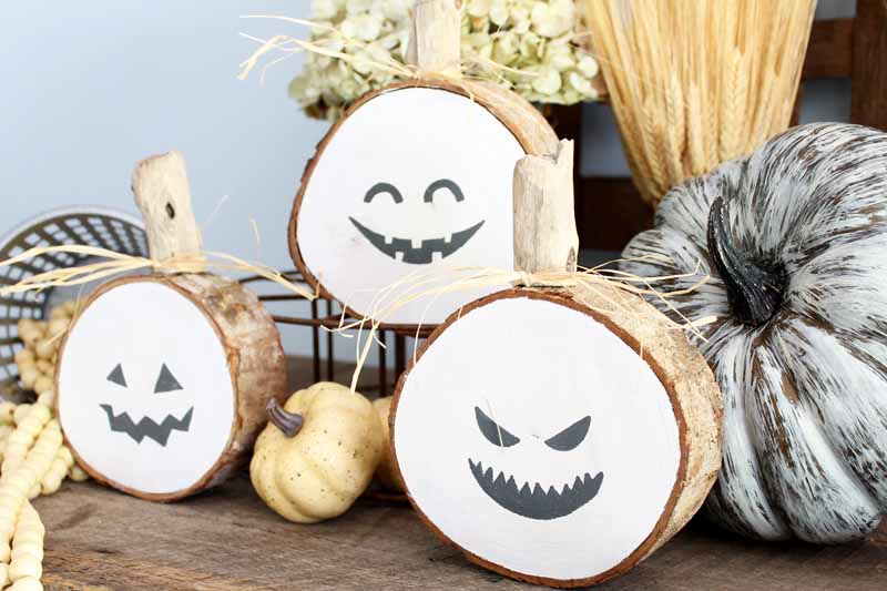 rustic wooden pumpkins