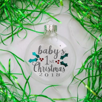 Make this baby's first Christmas ornament with a free SVG cut file included! Make with your Cricut or Silhouette! #cricut #cricutmade #christmas