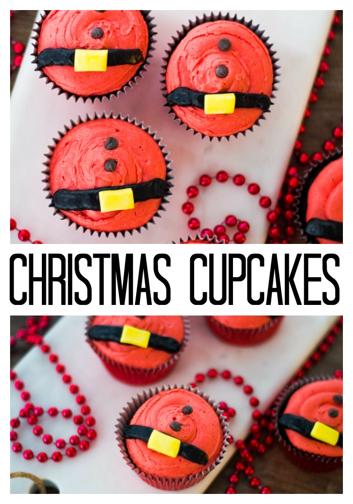 santa belt christmas cupcakes