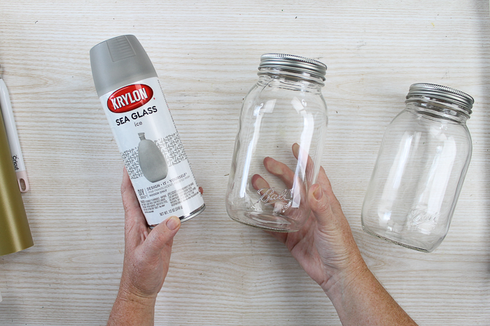 spray painting mason jars