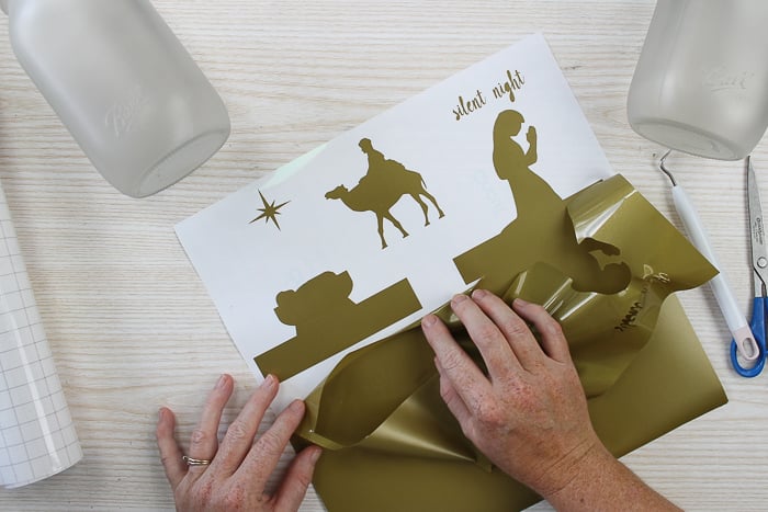 nativity scene cut from vinyl