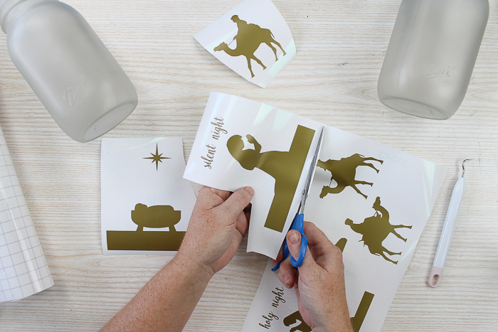 silent night vinyl pieces for mason jars