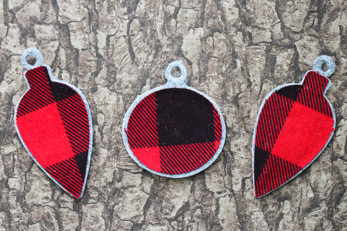 wool christmas ornaments on a table