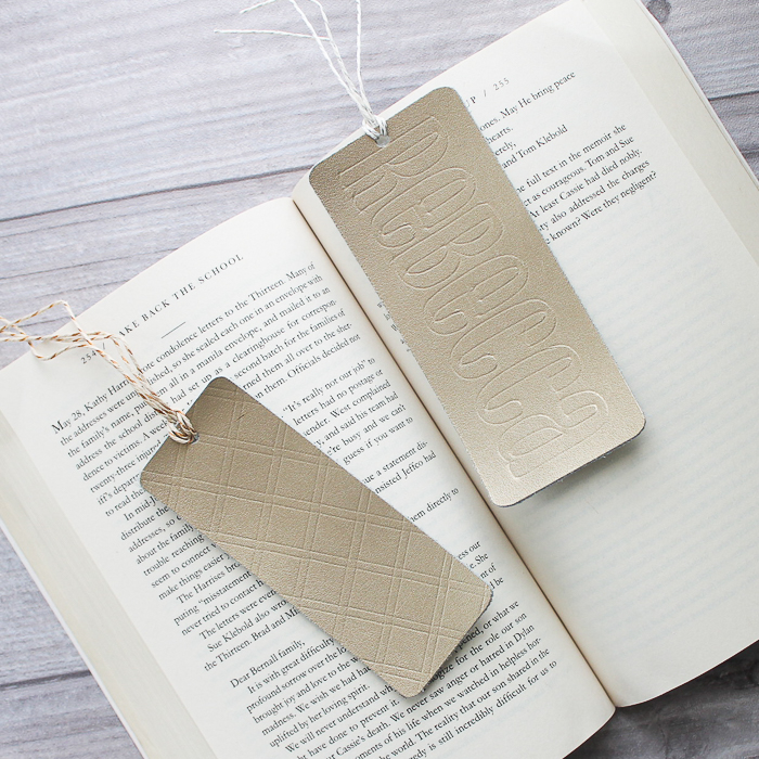 leather bookmarks with embossed details