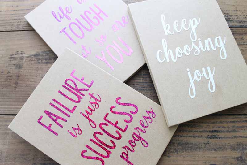 motivational quotes on a notebook