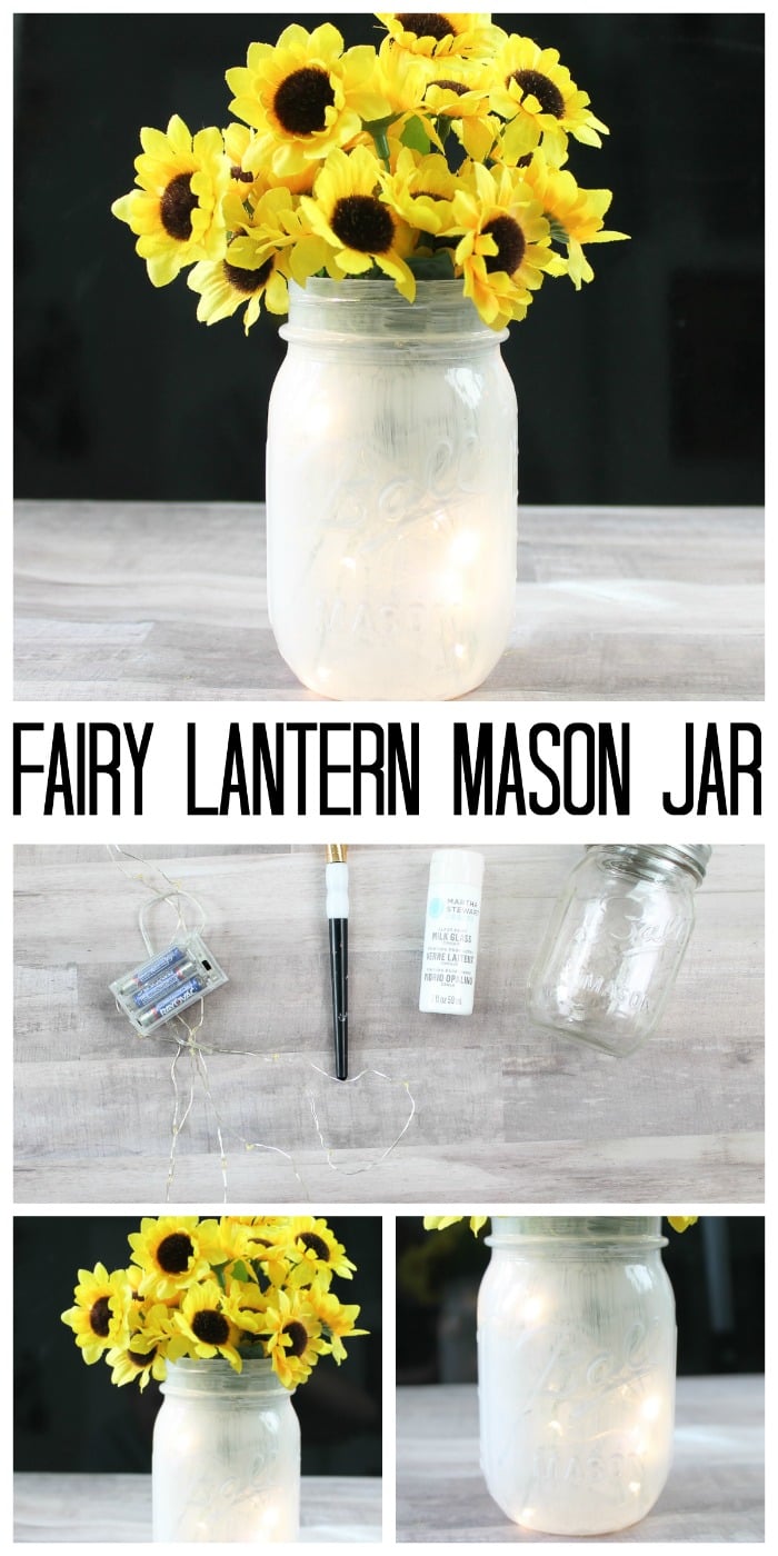 DIY lantern filled with fairy lights.