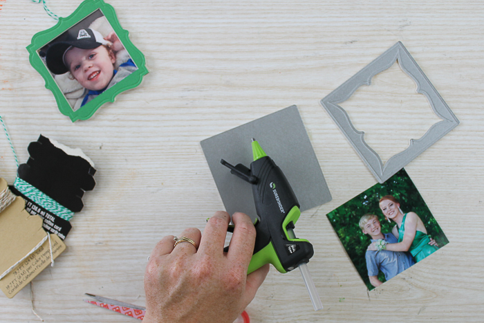 Surebonder hot glue gun for making frame ornaments.