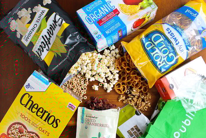 making a snack mix as a holiday gift