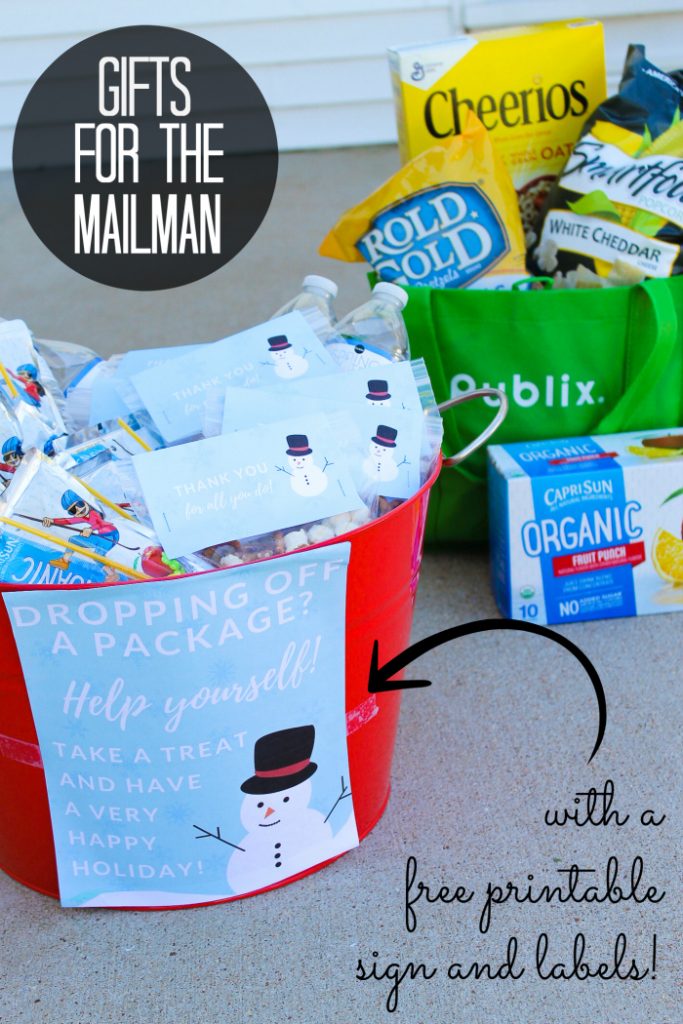 gifts for the mailman in a bucket