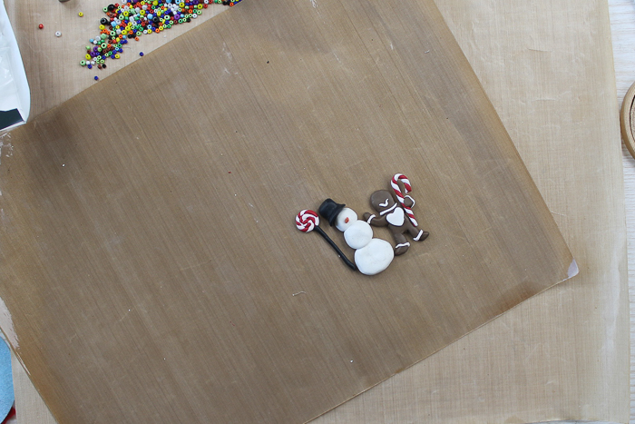 Baking clay pieces for a Christmas ornament