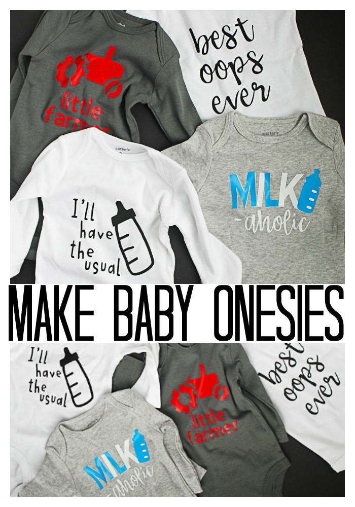 Make these baby onesies in minutes with the Cricut EasyPress! Perfect for baby gifts and more! Includes cut files! #cricut #cricutmade #cricuteasypress